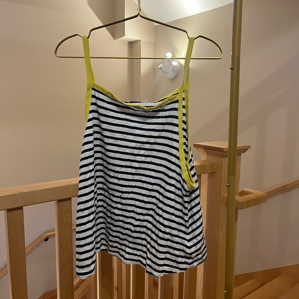 Striped Tank Top with Yellow Trim